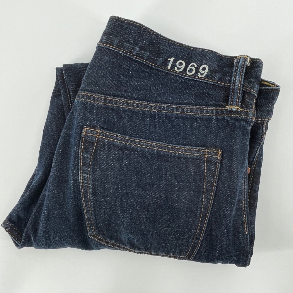 Gap 1969 Mens Authentic Straight Leg Dark Wash Ringspun Cotton Jeans 34x32